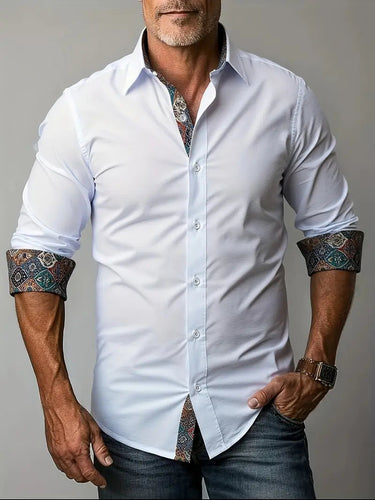 Chemise boutonnée pour homme avec bordure à motifs 2