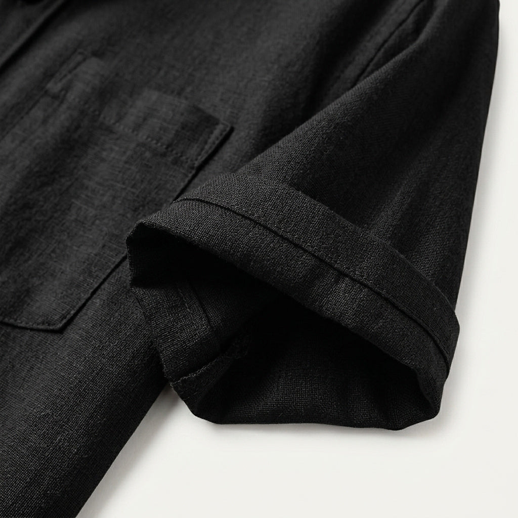Chemise homme à manches courtes et col mao 11