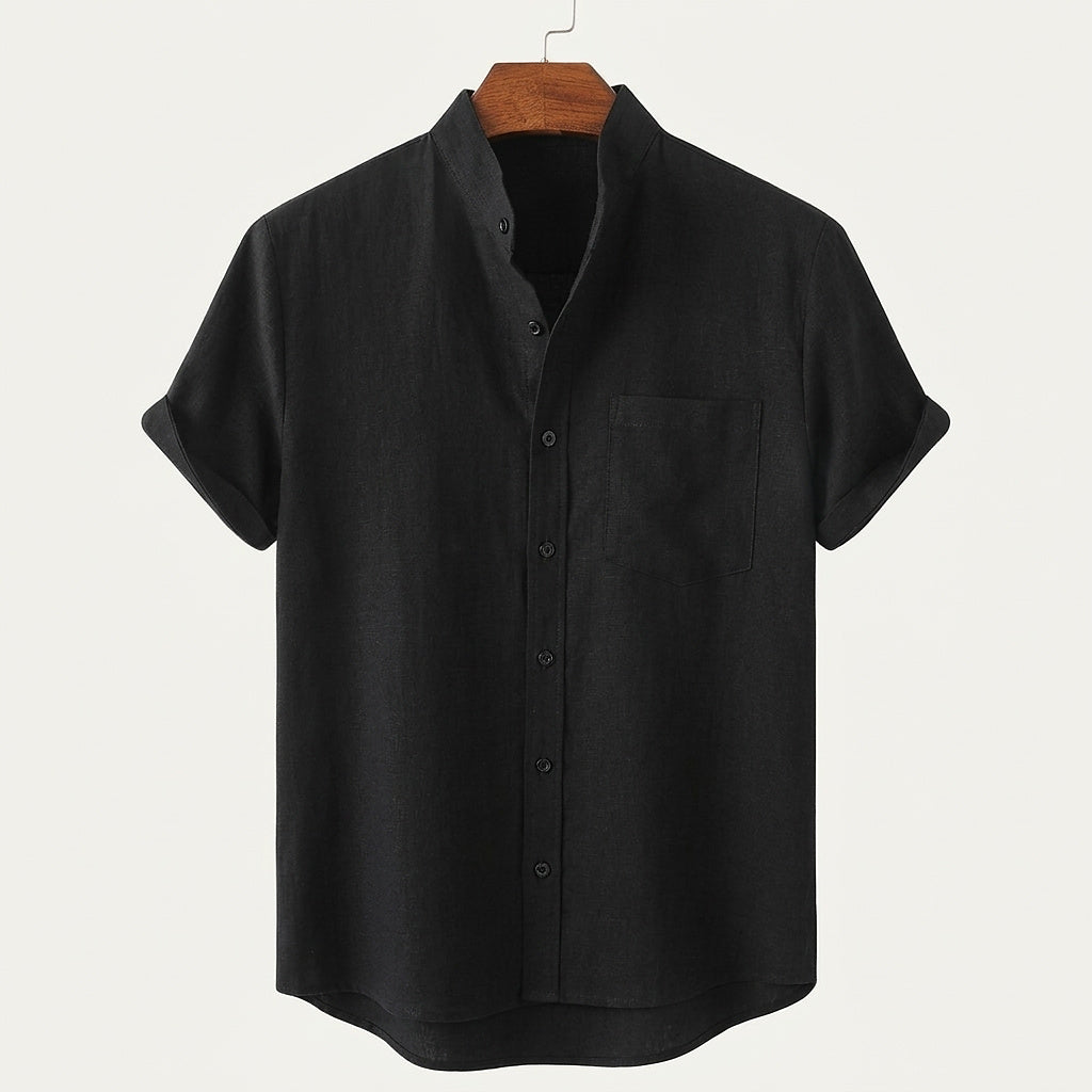 Chemise homme à manches courtes et col mao 2