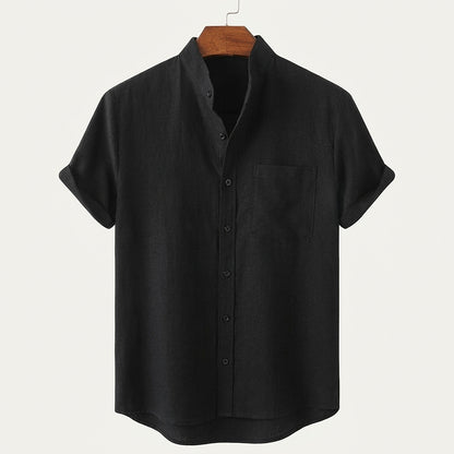 Chemise homme à manches courtes et col mao 2