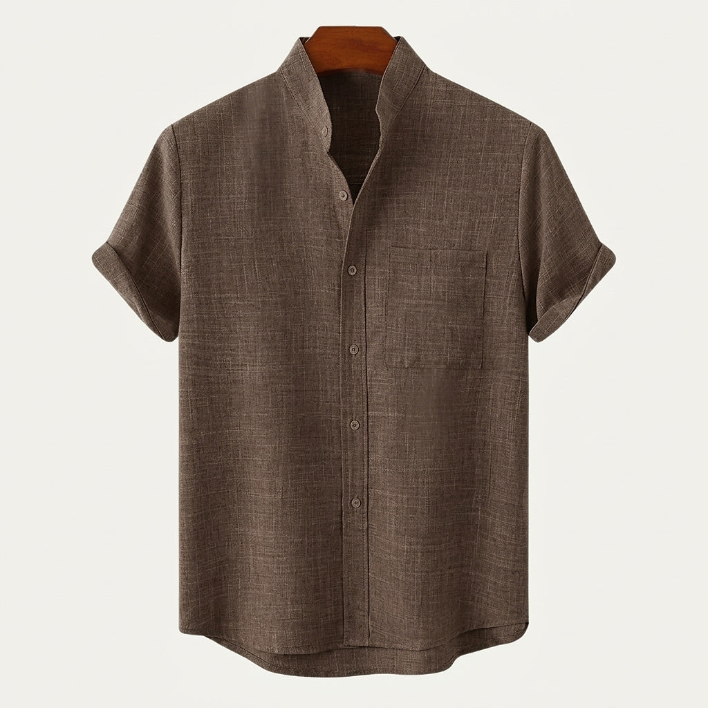 Chemise homme à manches courtes et col mao 3