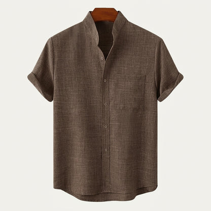 Chemise homme à manches courtes et col mao 3