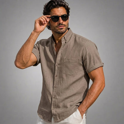 Chemise homme à manches courtes et col mao 4