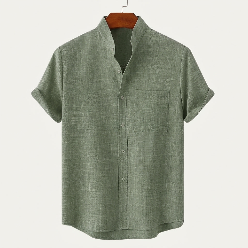 Chemise homme à manches courtes et col mao 5