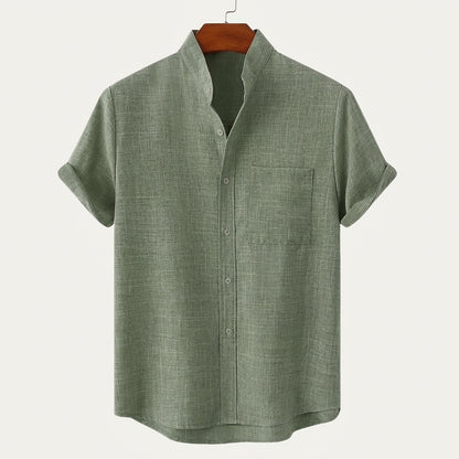 Chemise homme à manches courtes et col mao 5