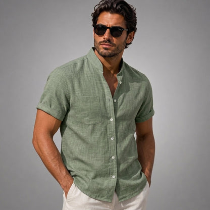 Chemise homme à manches courtes et col mao 6