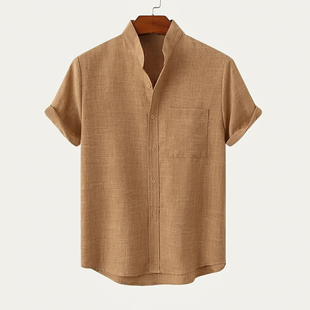 Chemise homme à manches courtes et col mao 7