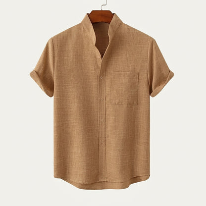 Chemise homme à manches courtes et col mao 7