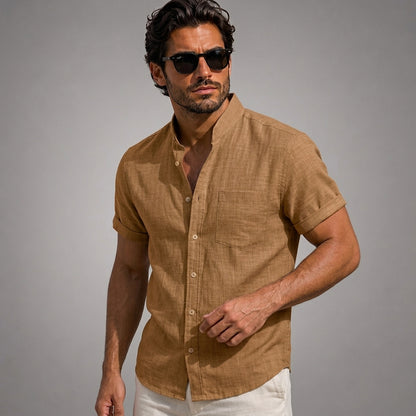 Chemise homme à manches courtes et col mao 8