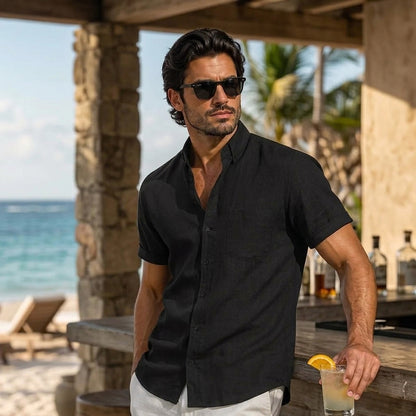 Chemise homme à manches courtes et col mao 9