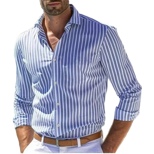 Chemise rayée pour homme à boutons et col structuré