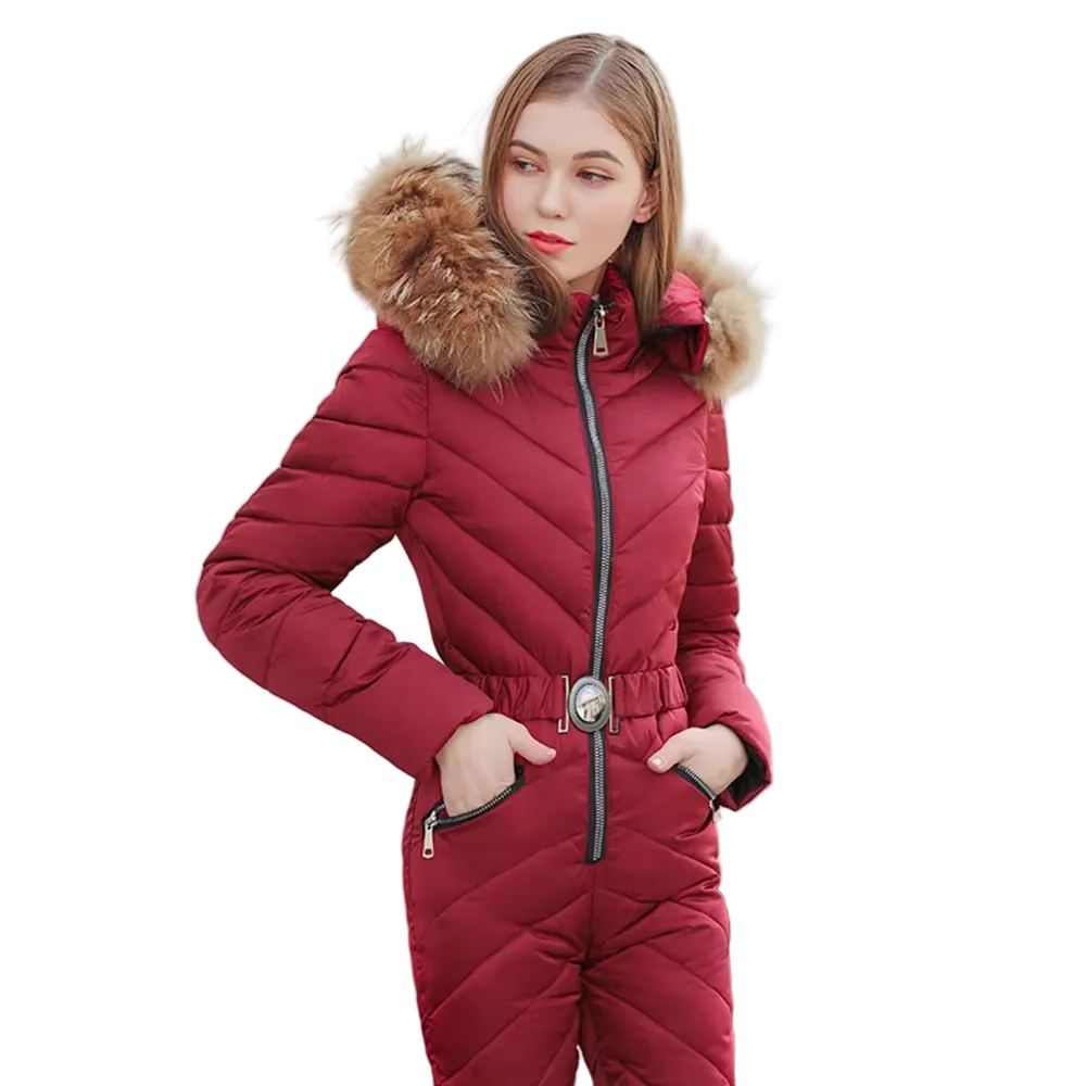 Combinaison De Ski Femme Capuche Ceinture-Gigié