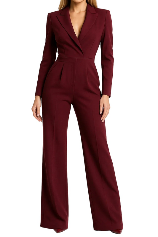 Combinaison Femme à Col Cache-Cœur et Ceinture Intégrée