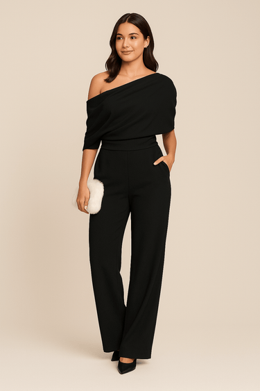 Combinaison femme à une épaule et jambes larges 2