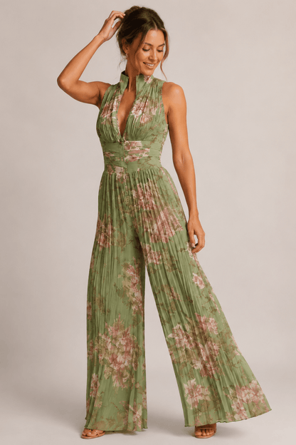 Combinaison large plissée à imprimé floral pour femme 4