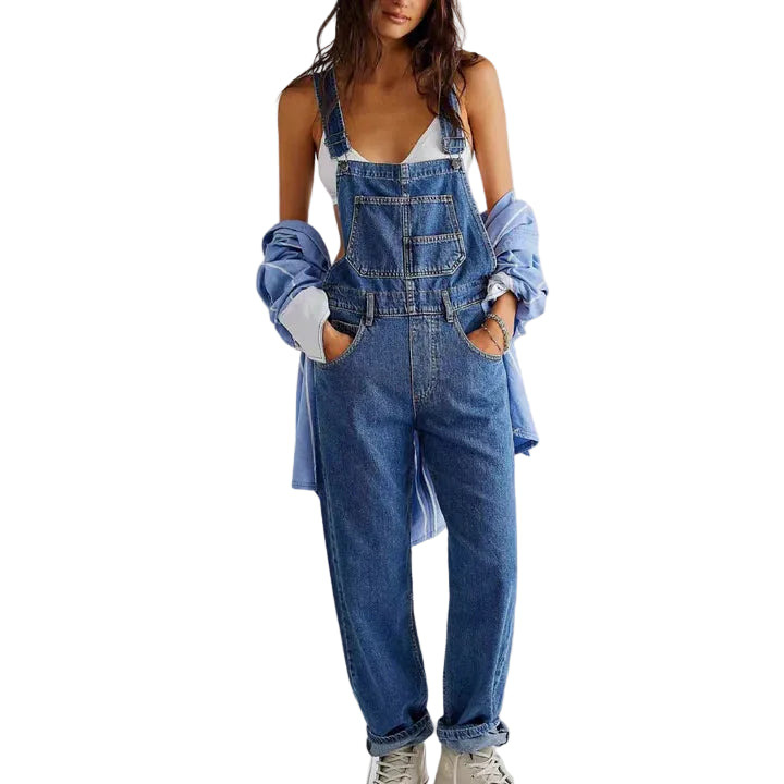 Combinaison salopette en jean pour femme avec bretelles réglables-Jumpsuits for women-Gigié