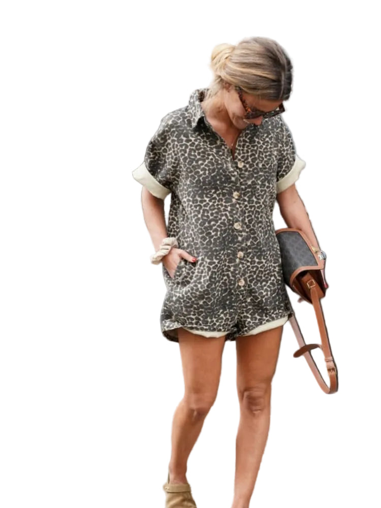 Combishort Femme Imprimé Léopard-Gigié