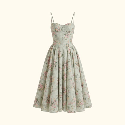 Robe midi femme à motif floral avec fines bretelles