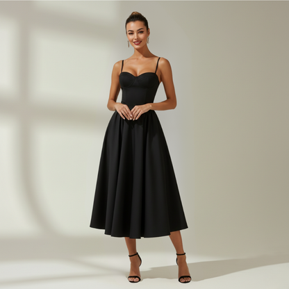 Robe midi femme à motif floral avec fines bretelles
