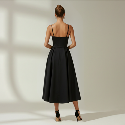 Robe midi femme à motif floral avec fines bretelles