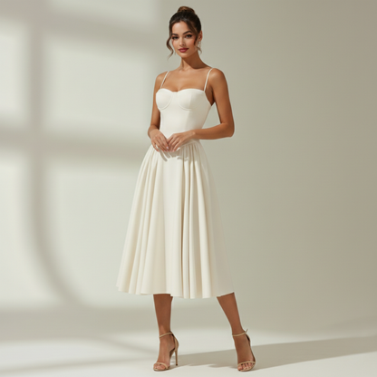 Robe midi femme à motif floral avec fines bretelles