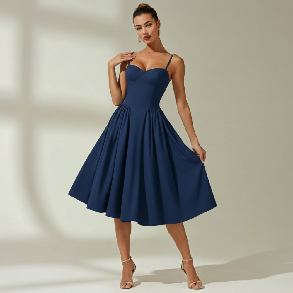 Robe midi femme à motif floral avec fines bretelles