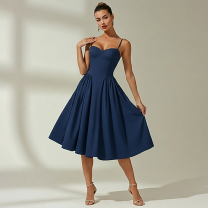 Robe midi femme à motif floral avec fines bretelles