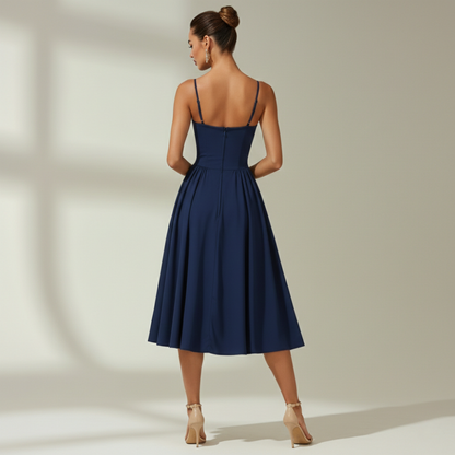 Robe midi femme à motif floral avec fines bretelles