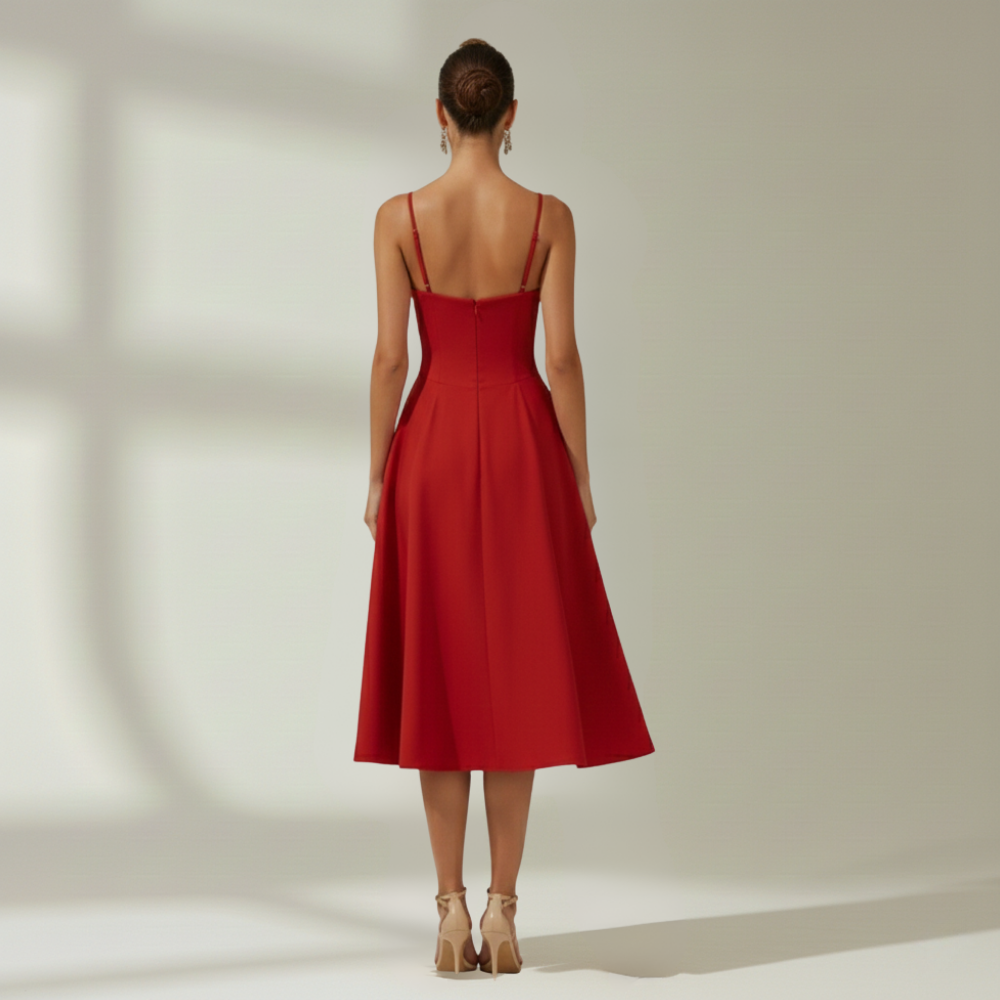 Robe midi femme à motif floral avec fines bretelles