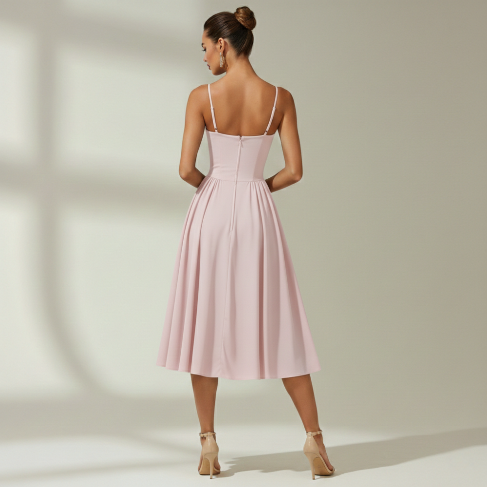 Robe midi femme à motif floral avec fines bretelles