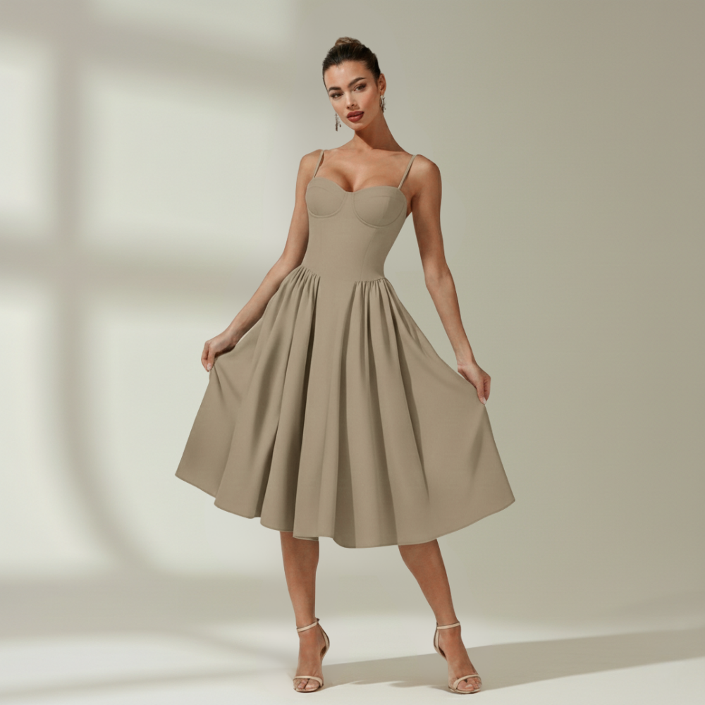 Robe midi femme à motif floral avec fines bretelles