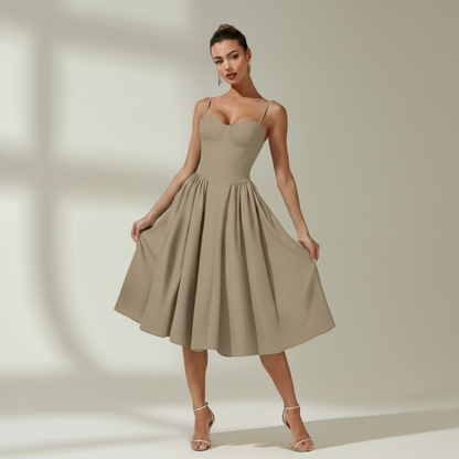 Robe midi femme à motif floral avec fines bretelles