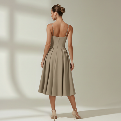 Robe midi femme à motif floral avec fines bretelles