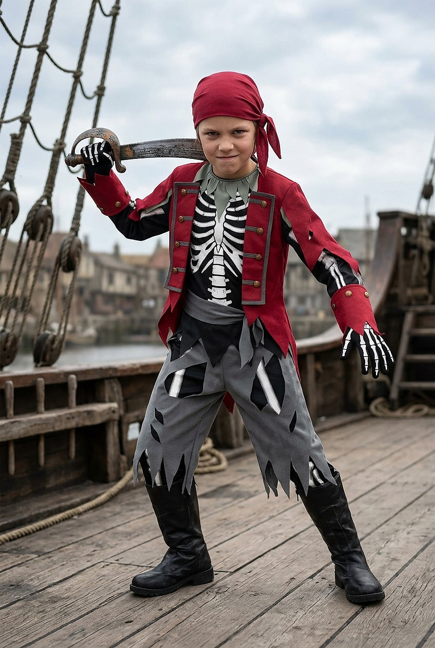 Costume d'Halloween de pirate squelette unisexe 2