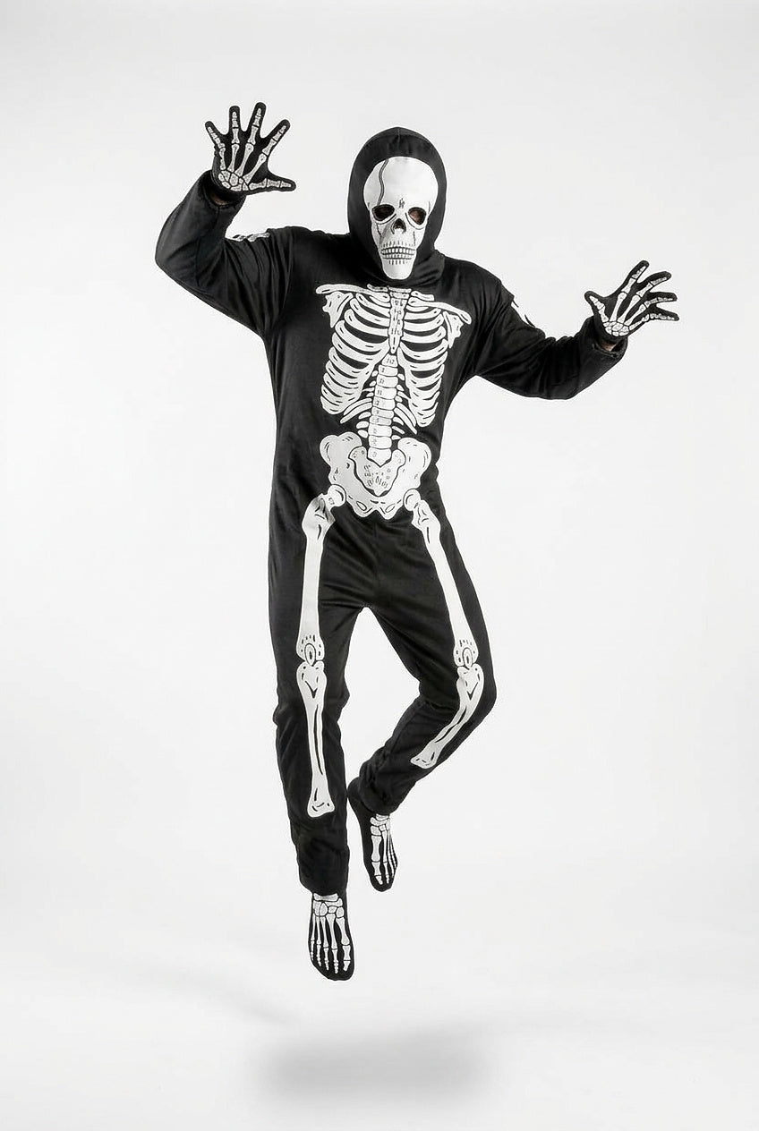Costume d'Halloween squelette unisexe avec masque 2
