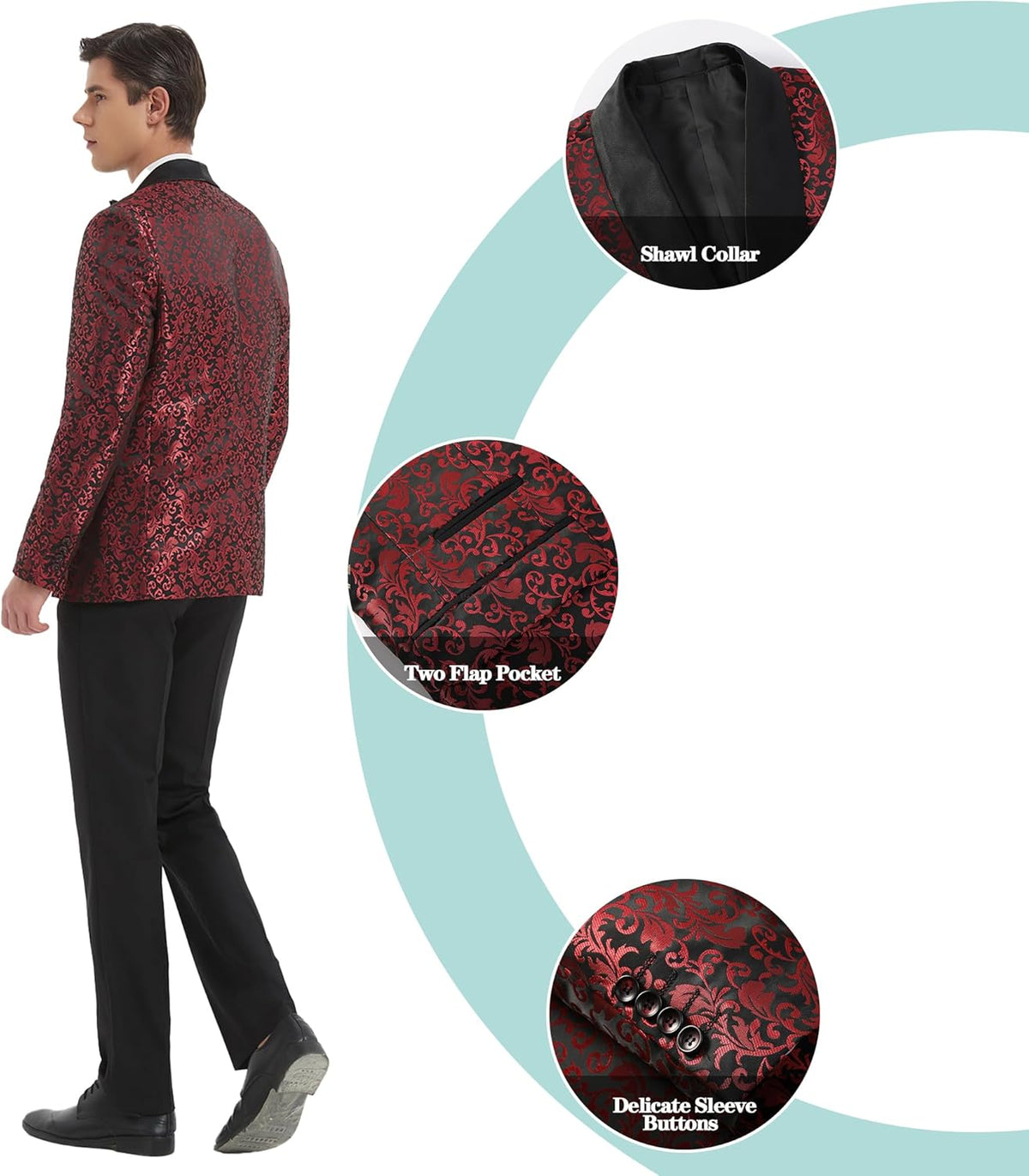Costume homme à motifs avec veste et pantalon 42
