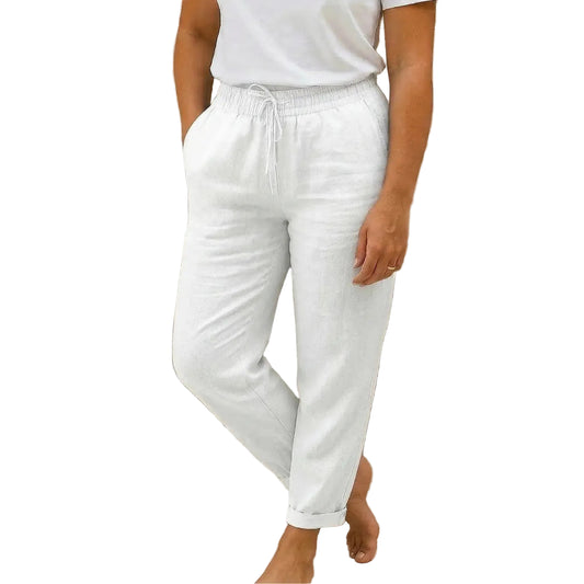 Pantalon femme avec taille élastique et cordon de serrage