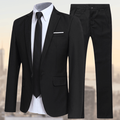 Costume deux pièces pour homme avec veste simple boutonnage et pantalon droit