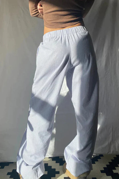 Pantalon Femme avec Taille Élastique et Jambe Droite