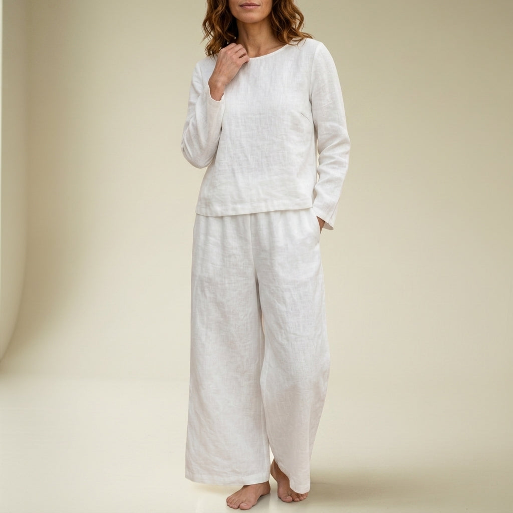 Ensemble assorti en lin à jambes larges pour femme 6