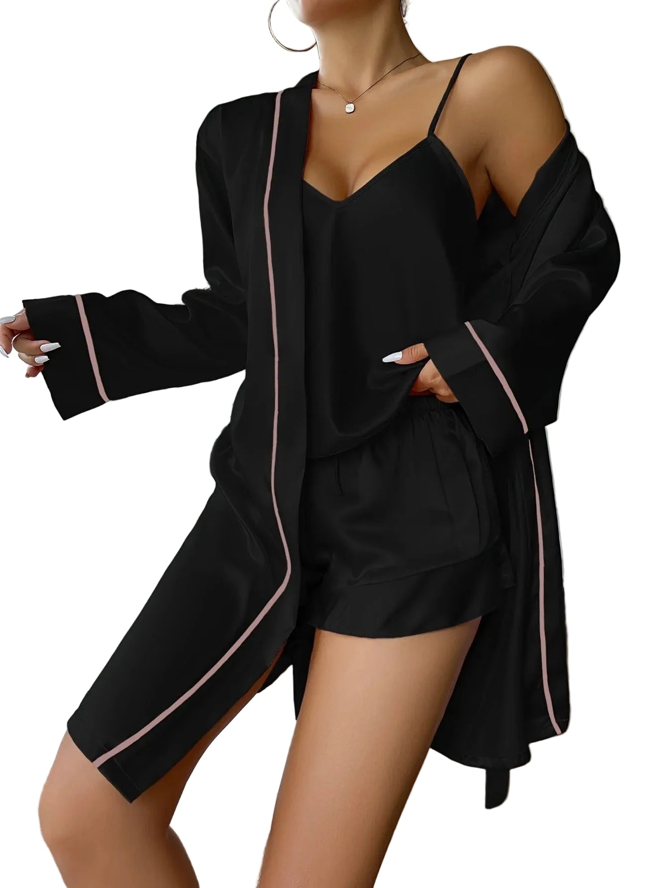 Pyjama Satin Femme Élégant 3 Pièces & Confort Nuit-Gigié