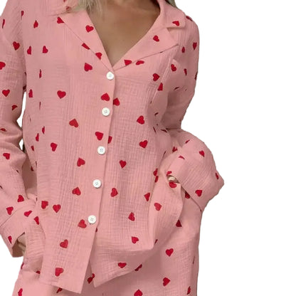 Pyjama Femme Deux Pièces Motif Cœurs & Confort Doux-Gigié
