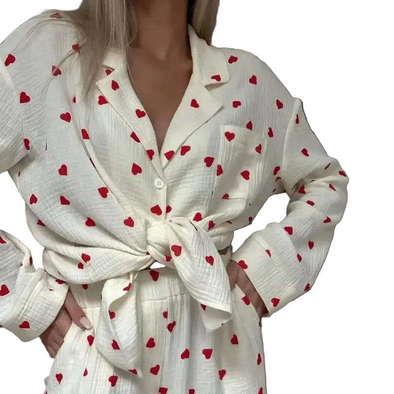 Pyjama Femme Deux Pièces Motif Cœurs & Confort Doux-Gigié