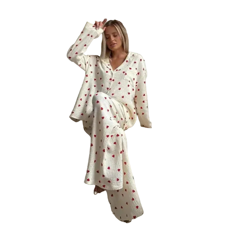 Pyjama Femme Deux Pièces Motif Cœurs & Confort Doux-Gigié