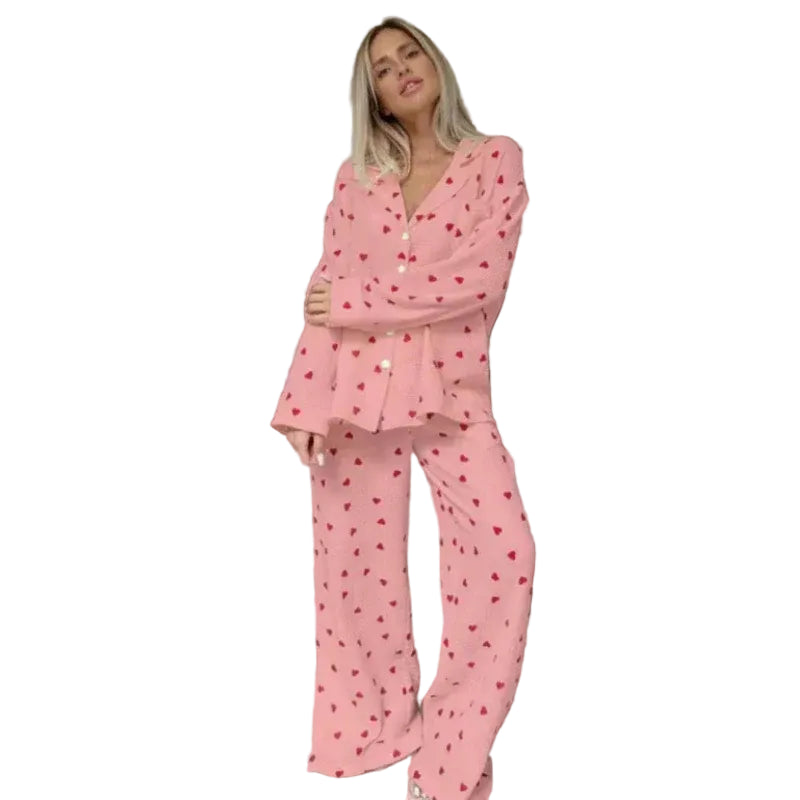 Pyjama Femme Deux Pièces Motif Cœurs & Confort Doux-Gigié