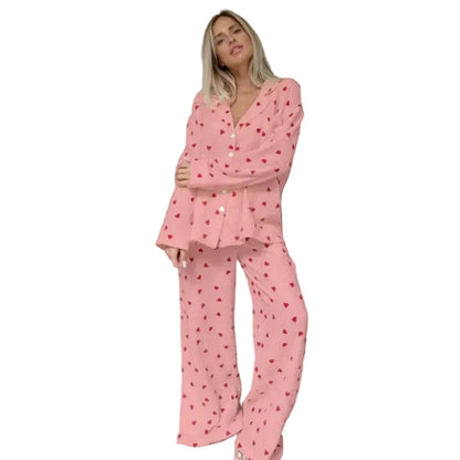 Pyjama Femme Deux Pièces Motif Cœurs & Confort Doux-Gigié