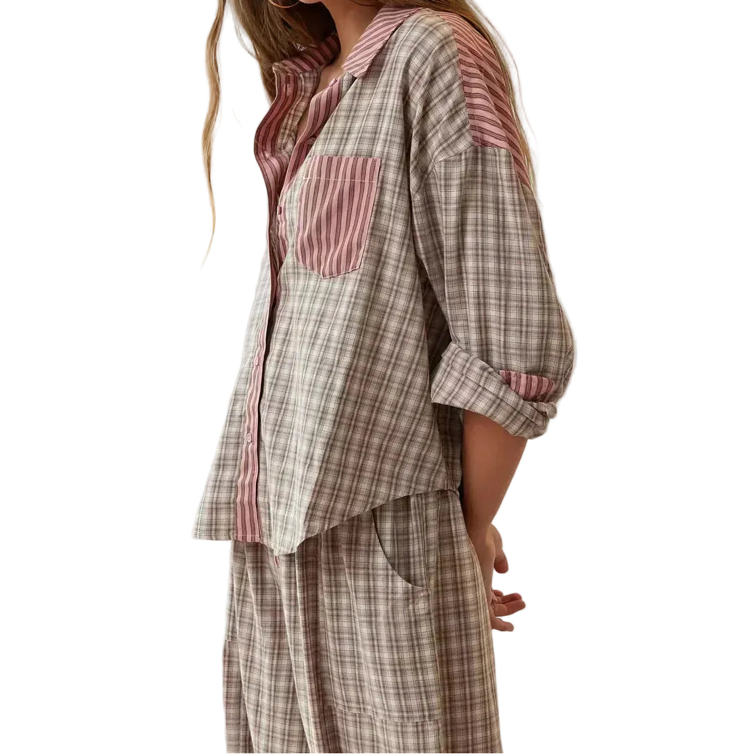 Ensemble Pantalon Femme 2 Pièces À Carreaux-Gigié
