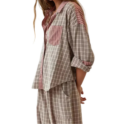 Ensemble Pantalon Femme 2 Pièces À Carreaux-Gigié