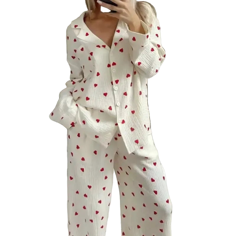 Pyjama Femme Deux Pièces Motif Cœurs & Confort Doux-Gigié