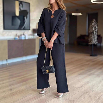 Ensemble deux pièces tunique et pantalon large pour femme 8